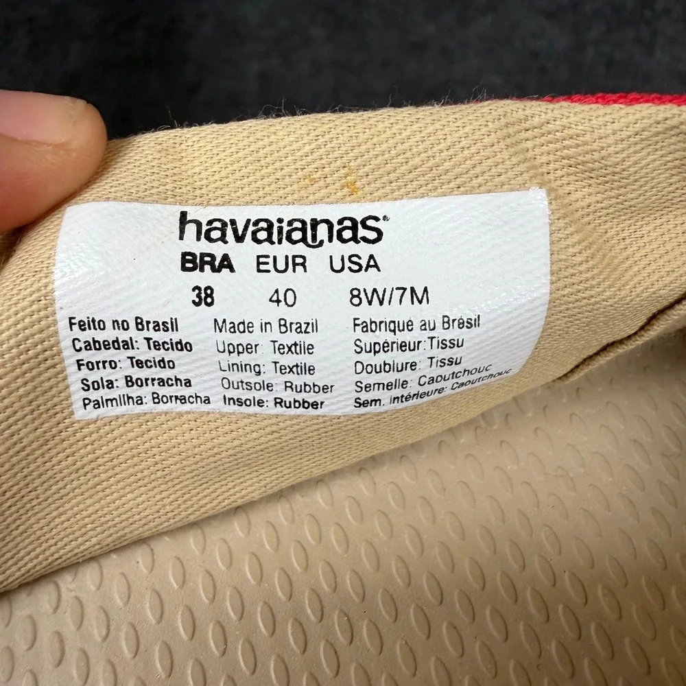 Havaianas Flat Espadrilles Women US 8M Red Comfort Travel Casual Boho Shoes